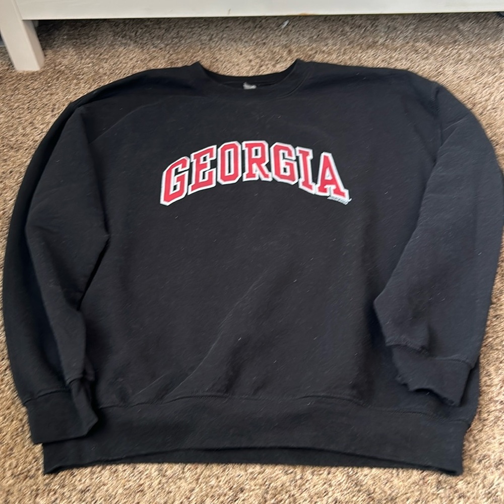 Cute Black Georgia Crew Neck with Red and White words